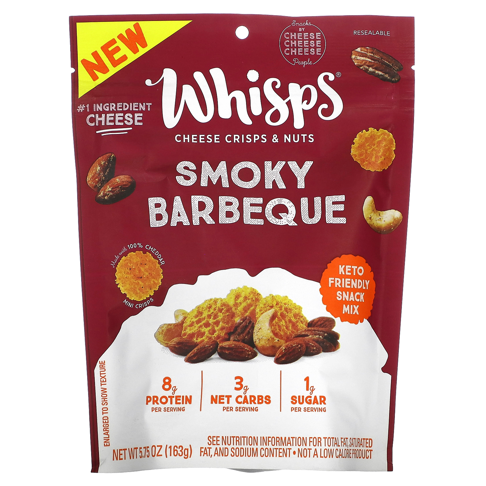 Whisps, Cheese Crisps Nuts, Smoky Barbeque, 5.75 oz (163 g)