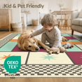 thumbnail image 4 of ODIKA 6'x9' Washable Area Rug Bedside Colorblock Grid Layout Numbered Squares Storybook Hopscotch for Family Room, Living Room, Master Bedroom, Non-Slip, Easy Care, 4 of 7