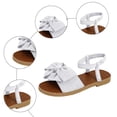 thumbnail image 7 of Flat Sandals for Women Cute Bow Elastic Ankle Strap Lightweight Summer Beach Vacation Dress Shoes Casual Walking Shoes White Size 7, 7 of 7