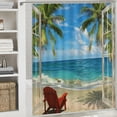 thumbnail image 6 of Orinice  Beach Scene Shower Curtain, Tropical Beach Shower Curtain Summer Shower Curtain Ocean Shower Curtain Palm Tree Shower Curtain Beachy Shower Curtains for Bathroom Set with Hooks 36x72, 6 of 7