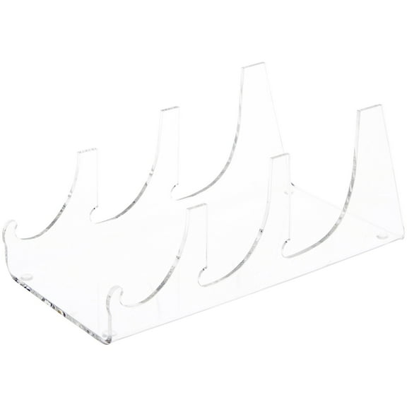 Plymor Clear Acrylic 3 Piece Place Setting Display Holder Stand, 3.25" H x 3.5" W x 7.5" D