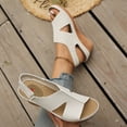 thumbnail image 5 of Womens Orthopedic Wedge Sandals Hollow out Splice Leather Adjustable Slingback Wedges Heels Casual Breathable Open Toe Walking Shoes Beige Size 8.5, 5 of 8
