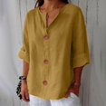 thumbnail image 2 of Blouses for women dressy casual Cotton and Linen Soft Clothing XXL Yellow womens blouses, 2 of 5