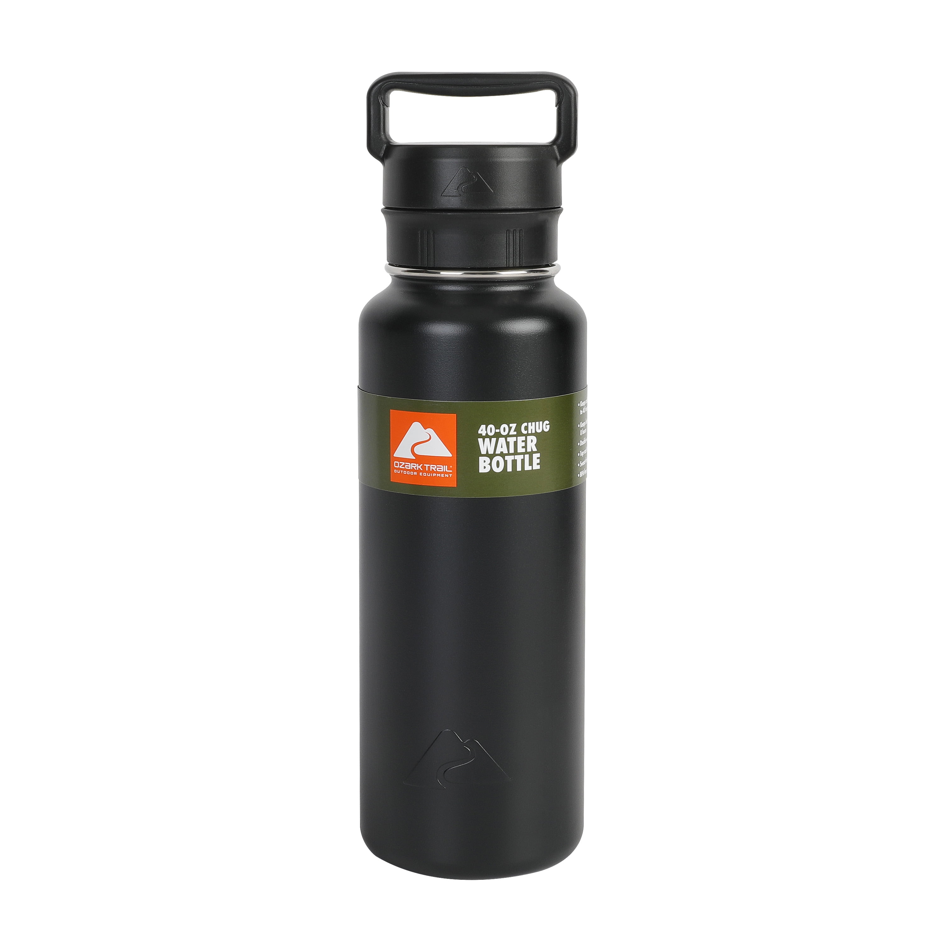 (3 pack) Ozark Trail 40 oz Stainless Steel Insulated Twist Cap Chug Water Bottle, Black