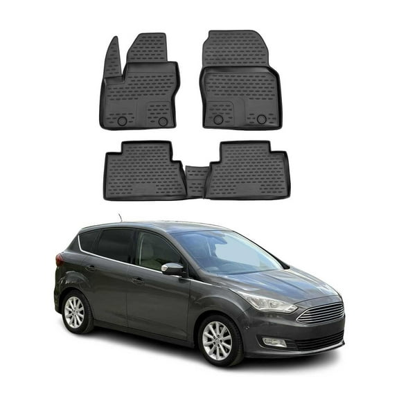 OMAC Floor Mats Liner for Ford C-Max 2013-2018 Black TPE All-Weather 4 Pcs