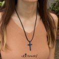 thumbnail image 4 of 555Jewelry Stainless Steel Waterproof Adjustable Black Cord Rope Unisex Cross Necklace, Blue, 4 of 6