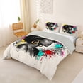 thumbnail image 3 of Castle Fairy Black Girl Duvet Cover King,Abstract Graffiti Splash King Bedding,Black Beige,Grey Reversible,1 Duvet Cover and 2 Pillowcases, 3 of 6