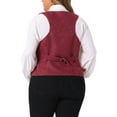 thumbnail image 3 of Agnes Orinda Plus Size Vest for Women Sleeveless Jacquard Jacket Steampunk Waistcoat 3X Burgundy, 3 of 6