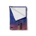 thumbnail image 2 of New York Soft Flannel Fleece Throw Blanket, NYC That Never Sleeps Reflections on Manhattan East River City Image Photo Print, Cozy Plush for Indoor and Outdoor Use, 50" x 70", Pink Blue, by Ambesonne, 2 of 6