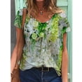 thumbnail image 1 of Puntoco moda mujer cuello en V manga corta Floral impreso Casual suelta camiseta top blusa Puntoco Puntoco-1327, 1 of 9