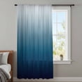 thumbnail image 3 of Navy Blue Ombre Semi Sheer Curtains Drapes for Living Room, Bedroom, French Doors Window 45 Inches Long, Contemporary Gradient Abstract Art Rod Pocket Chiffon Curtain Drapery Voile Draperies Panel, 3 of 8