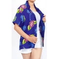 thumbnail image 4 of HAPPY BAY Button Down Shirt for Women Summer Beach Party Blouse Shirt Floral Blouses Short Sleeve Dress Tee Shirts Hawaiian T Shirt for Women L Hibiscus Palm, Royal Blue, 4 of 5