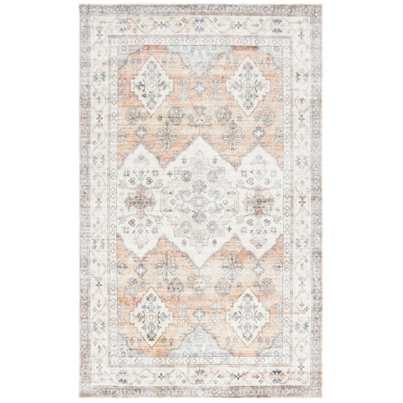 SAFAVIEH Montana Steve Medallion Polyester Area Rug, Beige/Light Brown, 8' x 10'
