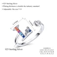 thumbnail image 4 of FOREVER QUEEN Adjustable Initial Letter Ring for Women 925 Sterling Silver Stackable Alphabet Rings, 4 of 5