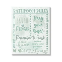 Stupell Industries Green Bathroom Rules Typography Painting Gallery Wrapped Canvas Art Print Wall Art, 16 x 20