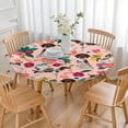 thumbnail image 3 of Dogs with Pioneer Flower Round Fitted Tablecloth with Elastic Edge,Dining Table Cover Waterproof,Outdoor Round Tablecloth for Camping,Dining,Indoor and Outdoor, 3 of 7