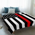 thumbnail image 4 of Red American Flag Blanket Soft Cozy Warm Twin Blanket for Bed, Plush Fuzzy Flannel Fleece Blankets for Sofa, Black White Striped US Flag Stars Throw Blankets for Couch, Gifts for Men, 60"x80", 4 of 9