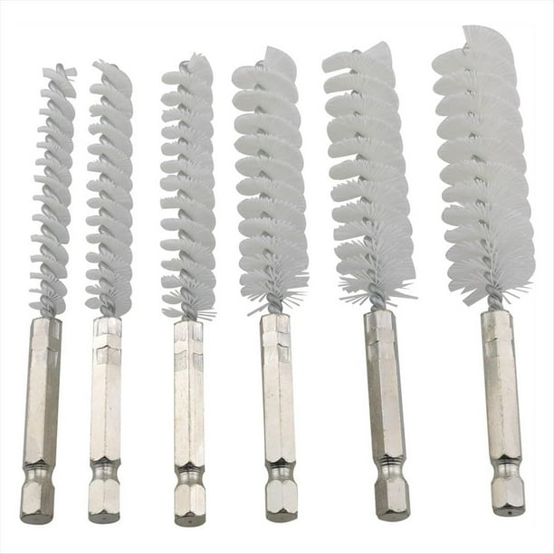 Juego de 6 Piezas Cepillos de Alambre para Taladro de 8-19 mm, con Varilla Hexagonal, Desbarbadores de Tubos, de Nailon, de 1/4 de Pulgada, para Limpieza de Taladros.
