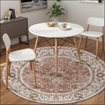 thumbnail image 1 of Boho Vintage Round Rug ft- Faux Wool Dreely Washable Area Rug Small Distressed Throw Rugs Floor Carpet for Door Mat Entryway Bedrooms Laundry (Round - ; Diameter Border ), 1 of 6