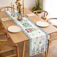 thumbnail image 3 of Table Runner 60 Inches Long for Kitchen Dining, Happy Easter Dresser Scarf Farmhouse, Dining Table Decorations for Wedding/Parties, Spring Gnomes Rabbit Eggs Floral Lattice 13 x 60 In, 3 of 8