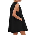 thumbnail image 4 of Women's Babydoll Tank Mini Dress Sleeveless Pleated Bubble Dress with Pockets Summer Party Aline Dresses Black, S, 4 of 7