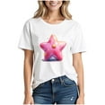 thumbnail image 3 of Drses‌‌ ‌‌‌Women's Star Print Graphic Tee - 100% Cotton Oversized Crewneck T-Shirt, 3 of 4