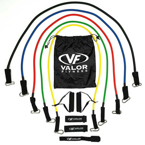 Valor Fitness 5 Band Conditioning Set with Handles, Ankle Straps, Door Anchor and Storage Bag