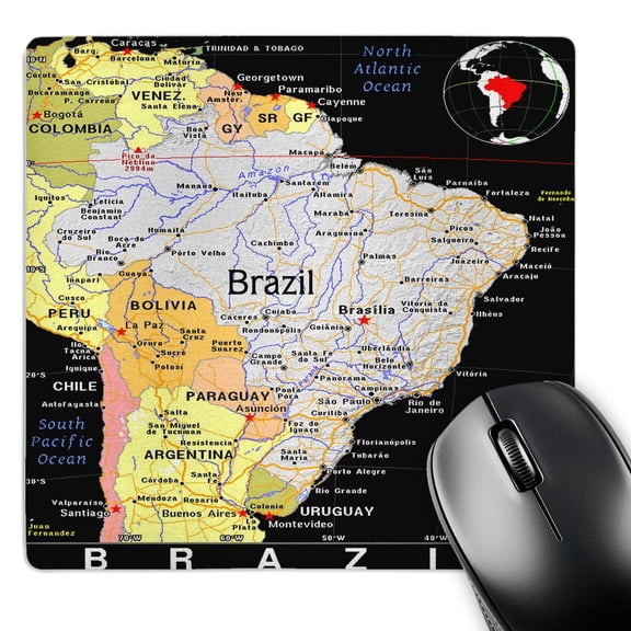3dRose, Modern Map Of Brazil In Vivid Color, MousePad