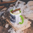 thumbnail image 5 of 3dRose, Fantasy Wolf Wolves Animal with Clouds, 11oz Two-Tone Green Mug, 5 of 7