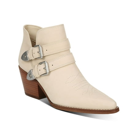

SAM EDELMAN Womens Beige Buckle Accent Windsor Pointy Toe Block Heel Zip-Up Leather Dress Western Boot 8 M