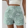 thumbnail image 4 of Women's Floral Jacquard Shorts High Waisted Wide Leg Casual Pants Summer Fashion Jeans with Pockets, 4 of 6