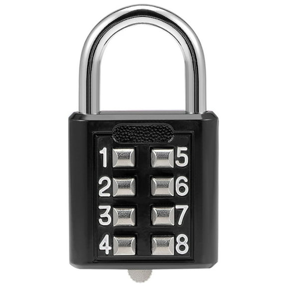 Uxcell 8-Digit Combination Padlock Push Button Locks for Locker Zinc Alloy Black 1pcs
