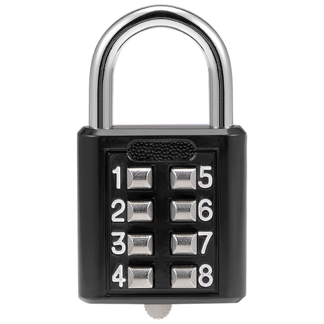 Candado de Combinación de 8 Dígitos Uxcell con Botones para Taquillas Aleación de Zinc Negro 1pcs