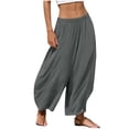 thumbnail image 2 of Xdegoge Baggy Harem Pants for Women Elastic Waist Lantern Trousers Casual Flowy Wide Leg Lounge Bottoms Summer Beachwear, 2 of 7