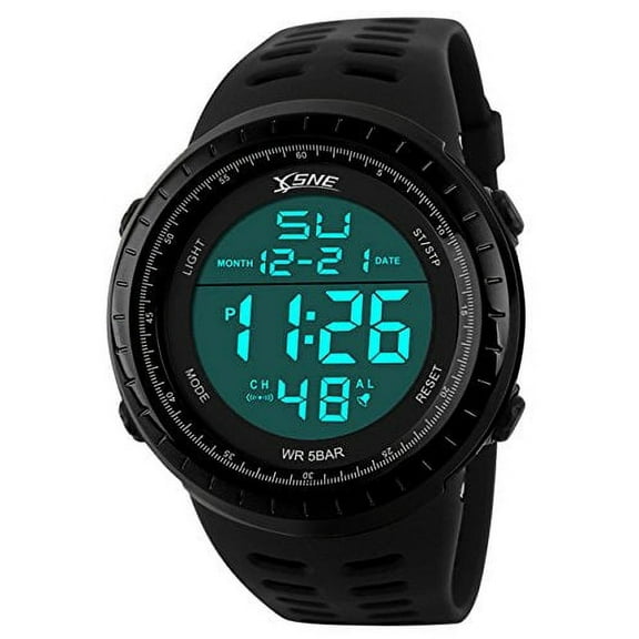 SNE Male 3.15" Military Plastic Digital Sports Watch, Black, (OLA-SK1167B)
