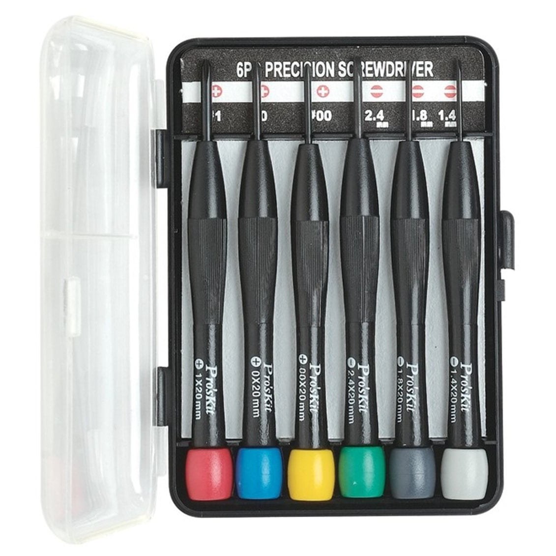 Precision Screwdriver 6 Piece Set (3 Slotted and 3 Phillips) with Storage Case