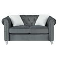 thumbnail image 3 of HomeStock Coastal Cottage Loveseat, 60" x 34" x 30" Jeweled Tufted Micro Suede with Pocketed Coil Seats for Comfort-Color:Gray, 3 of 5