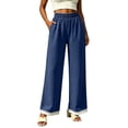 thumbnail image 5 of YuXingFu Womens Linen Pants Women Petite Relaxed Palazzo - Cargo Pocket Summer Navy XXL, 5 of 7