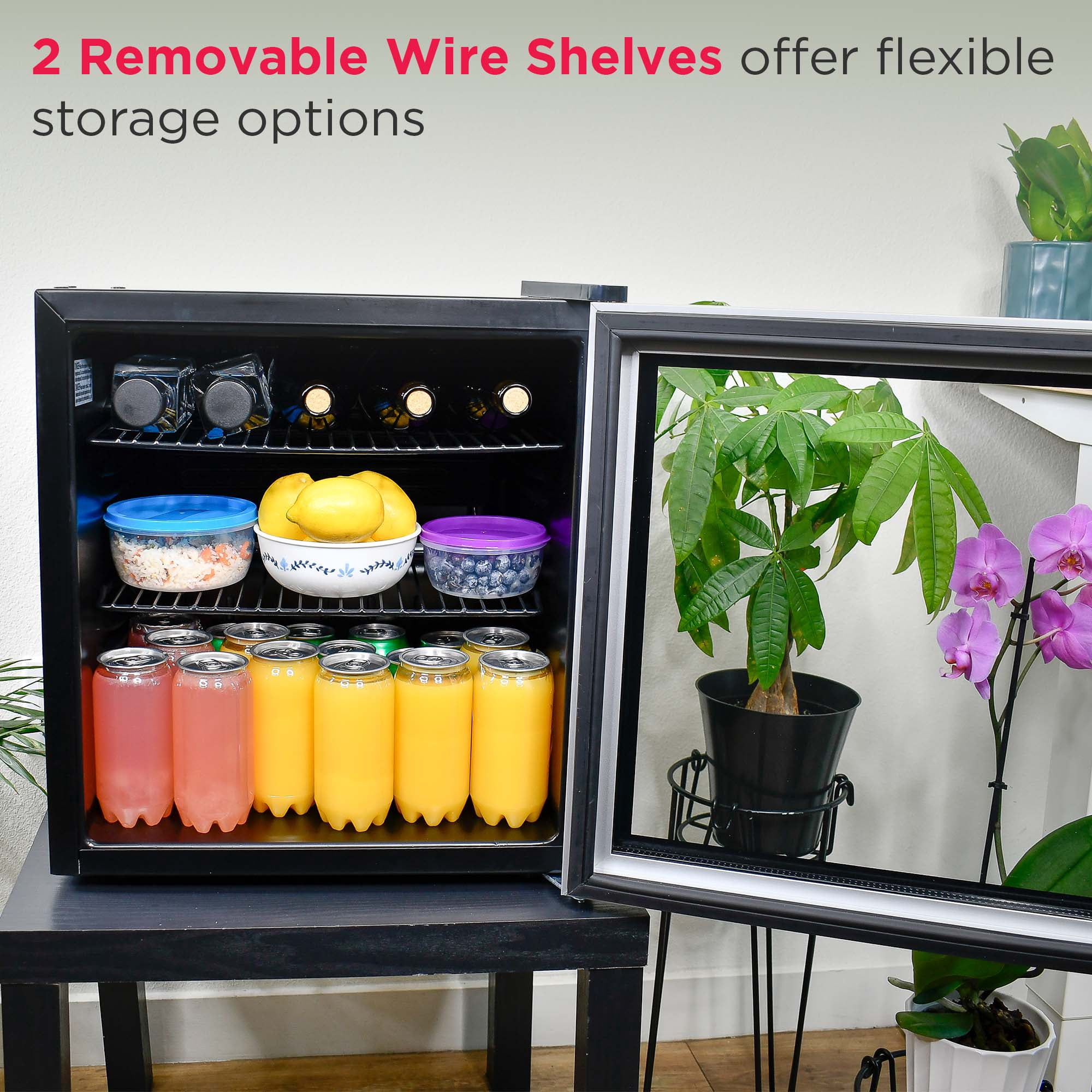 Frigidaire 70 Can Beverage Refrigerator, 1.6 Cu. ft. Glass Door Mini Fridge, Black EFMIS164
