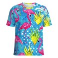 thumbnail image 5 of Flamingo Pattern Women's Short Sleeve Tops Casual Blouses T Shirt, 5 of 6