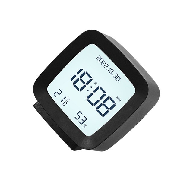 Injueey Reloj digital ABS Reemplazo cuadrado Control de voz LCD Dormitorio Estudiante Niños Alarmas Medidor de humedad Retroiluminación Negro Type2 NO2