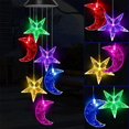 thumbnail image 1 of Carillón de viento LED con energía solar que cambia de color en espiral, decoración romántica para exteriores para patio, jardín con gancho (luna y estrella), 1 of 5