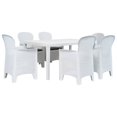 thumbnail image 1 of vidaXL 7 Piece Outdoor Dining Set Plastic White Rattan Look, 1 of 5