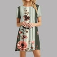 thumbnail image 1 of Offre Hebdomadaire d'Été Iumwxz Robes à Col Rond à Manches Courtes pour Femme Tendance Ligne A Décontractée Plissée Robe Courte Robe à Motif Floral Robes d'Été Robes Tendance pour Fête de Vacances, 1 of 7