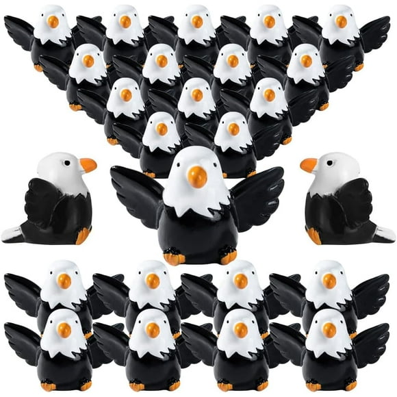 24Pcs Mini Bald Eagle Figurines Set - Cute Resin Bird Figures for Party Favors, Fairy Gardens, Crafts & Decor