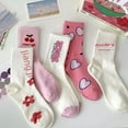 thumbnail image 3 of Chaussettes Mi-Longues Décontractées à Fleurs Roses Automne et Hiver, Chaussettes Simples et à la Mode pour Femmes, 3 of 6