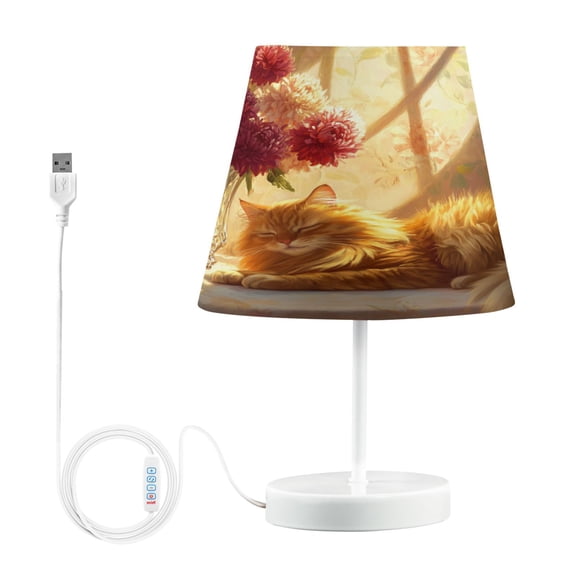 BZSMCE Table Lamp Creative Sleeping Cat Flowers Sunlight Simple Pattern Night Light