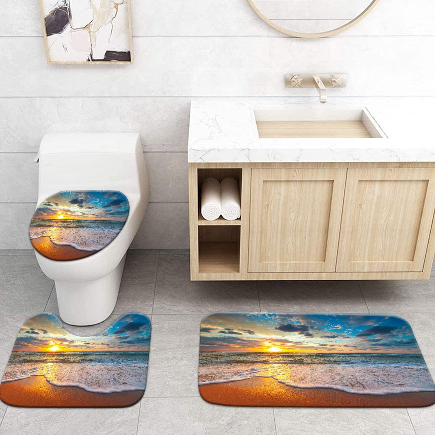 4 Pcs Colorful Gaming Shower Curtain Set for Boys Bathroom Decor Watercolor Gamepad Controller Bath Curtain with Anti-Slip Mat Kids Graffiti Game Shower 70.8x70.8in