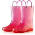 thumbnail image 2 of Puddle Play Kids PVC Glitter Rain Boots - Easy On Handles - For Girls and Boys, Lightweight, Sparkly, Toddler 6 (Pink/Red), 2 of 7