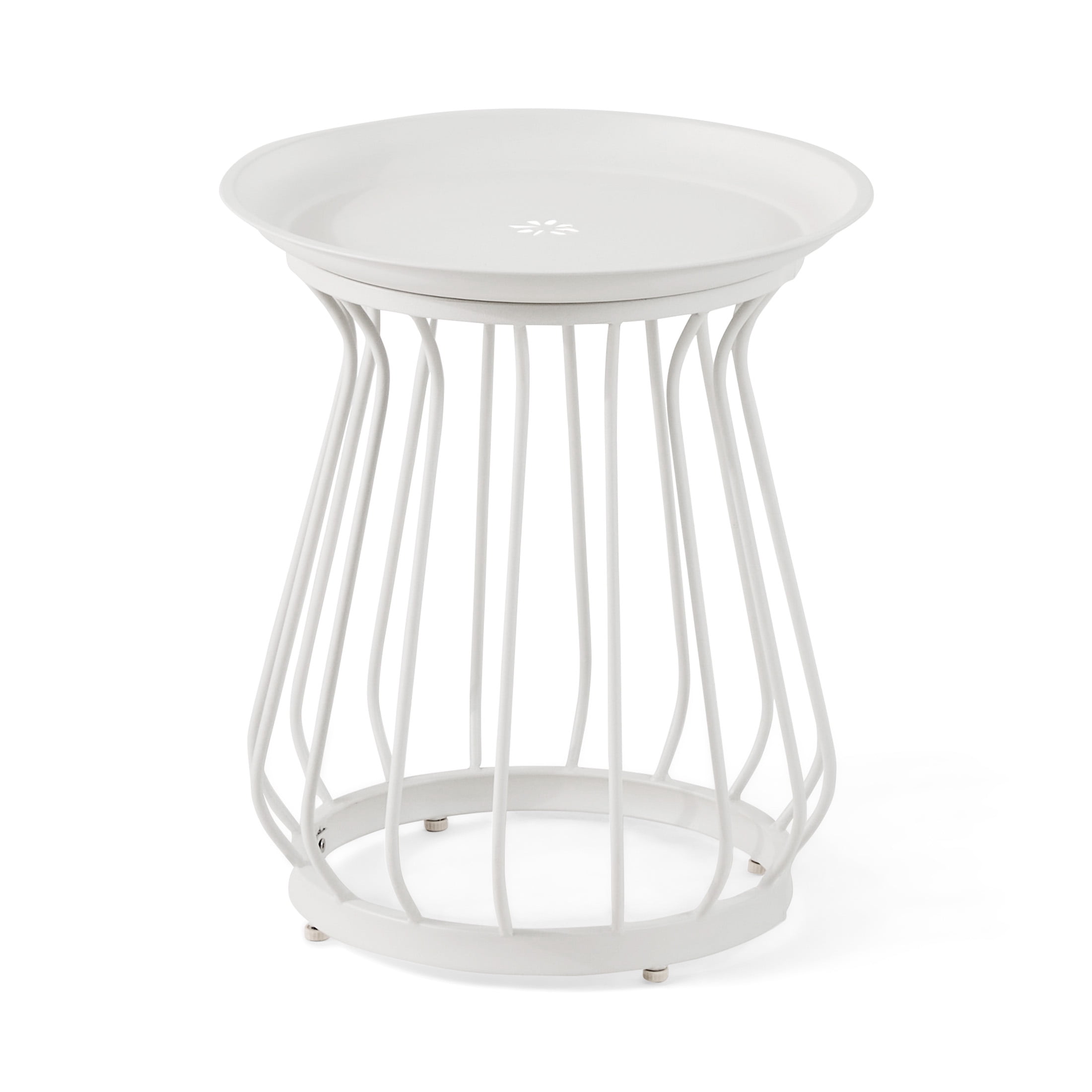 Better Homes & Gardens Aubrey 3-Piece Metal Outdoor Chat Set, White & Blue